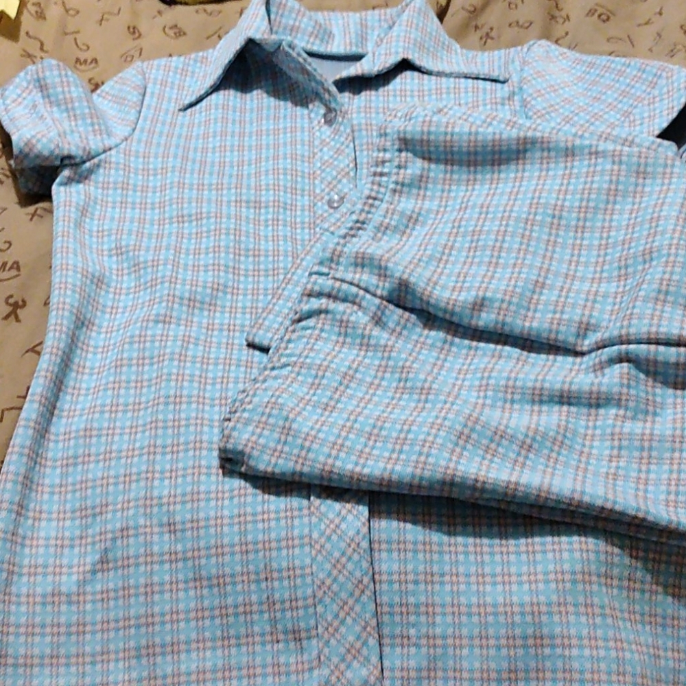 Vintage polyester pant suit , shirt'